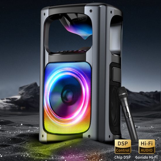 Draadloze 360°-surround-partybox – draagbare Bluetooth-luidspreker – 80 W met versterkte bas