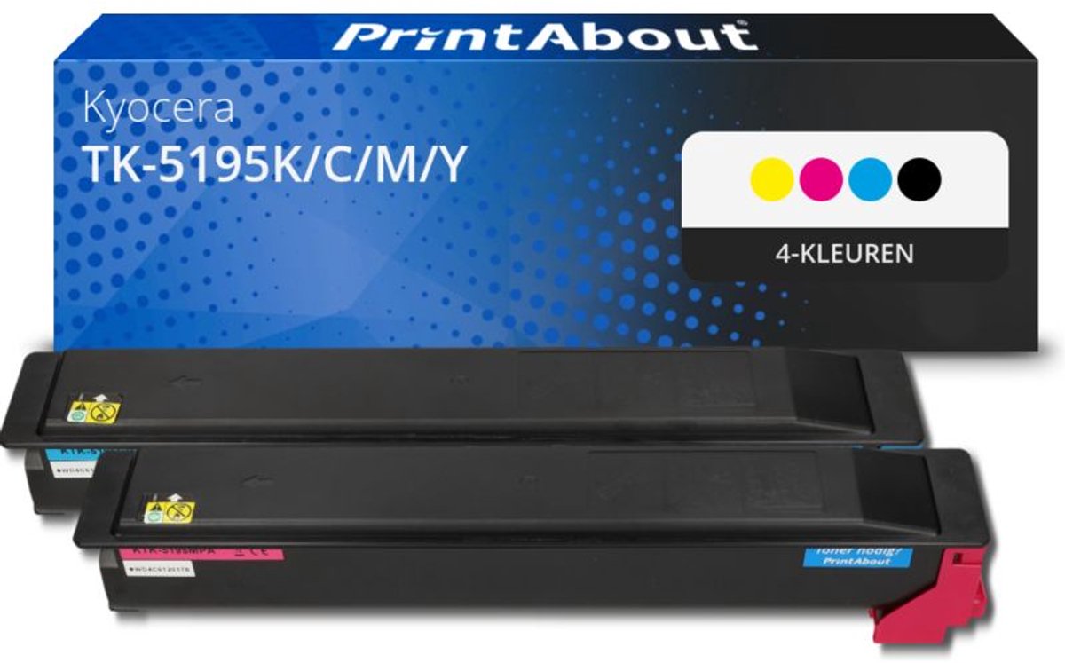 PrintAbout huismerk Toner TK-5195K/C/M/Y 4-kleuren Multipack geschikt voor Kyocera