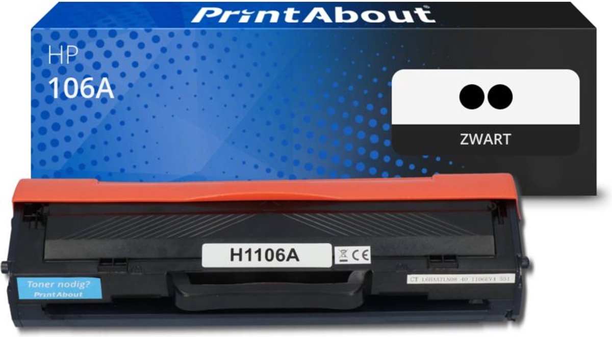 PrintAbout huismerk Toner 106A (W1106+1106) Zwart Multipack geschikt voor HP