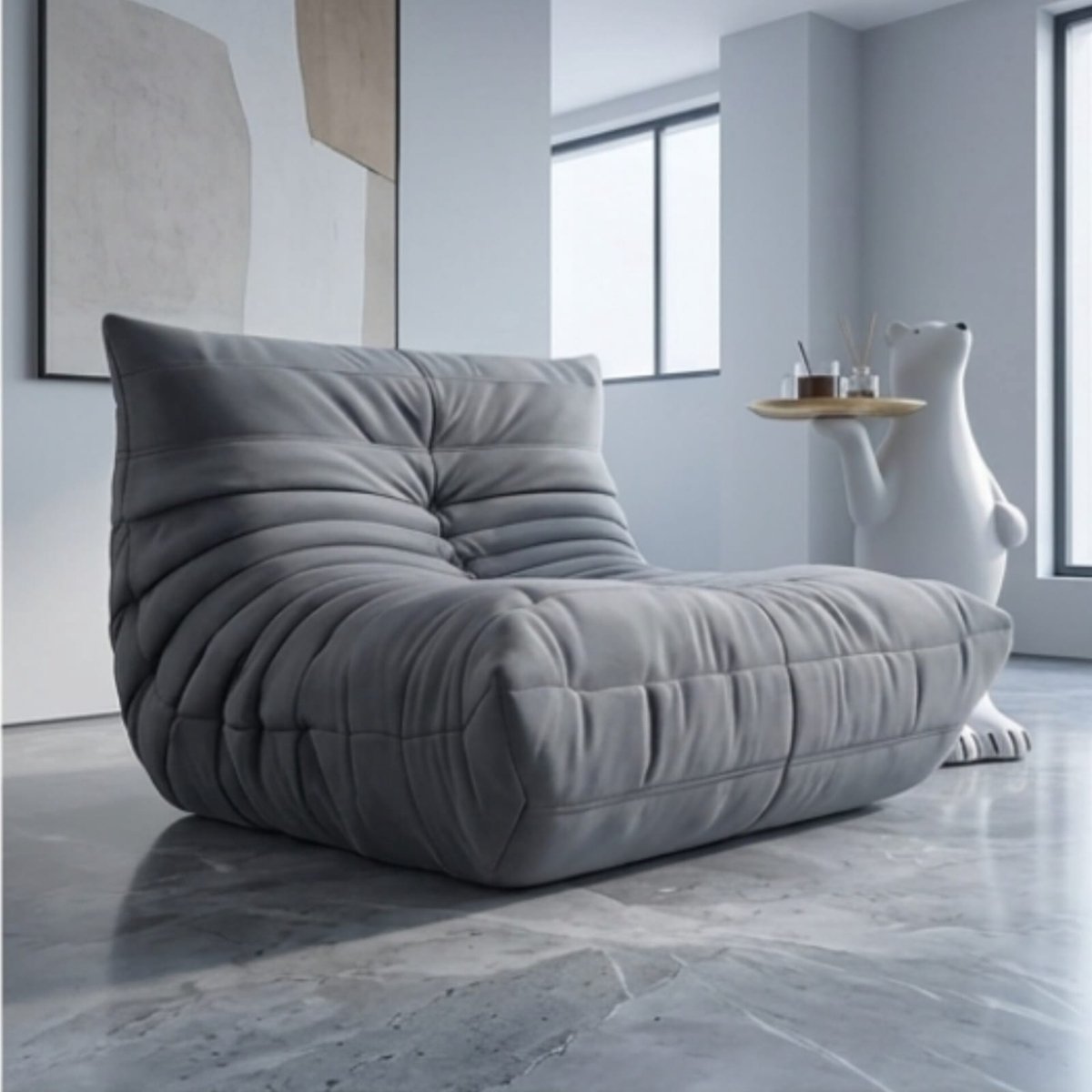 Fauteuil loungestoel 94x75x74,9 cm – moderne Togo stijl zetel – zachte comfortabele relaxstoel voor woonkamer en slaapkamer – grijs – Urbanhome