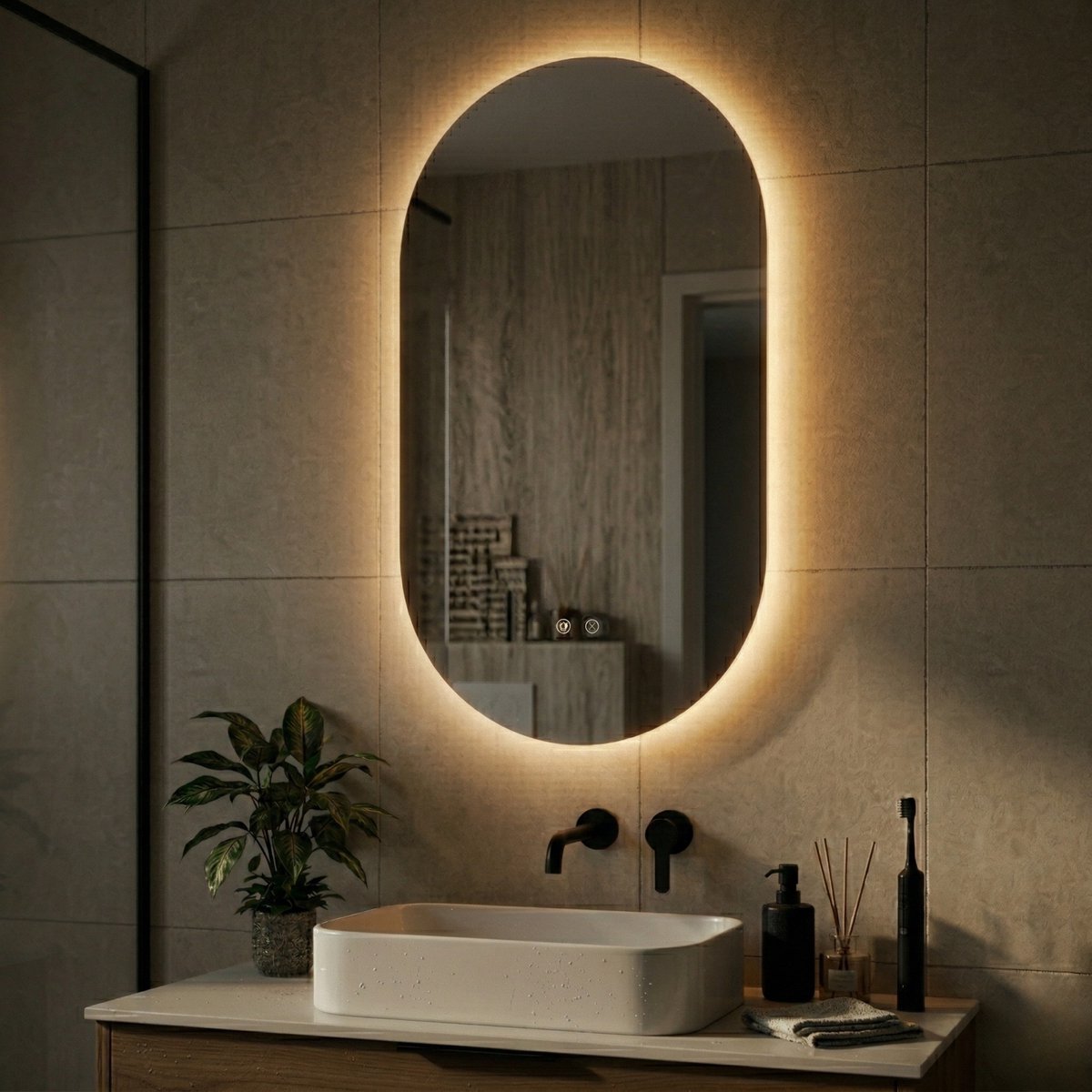 Trendy Meije® Loft Badkamerspiegel met LED Verlichting - Ovaal - 50x90 cm - Anti-Condens