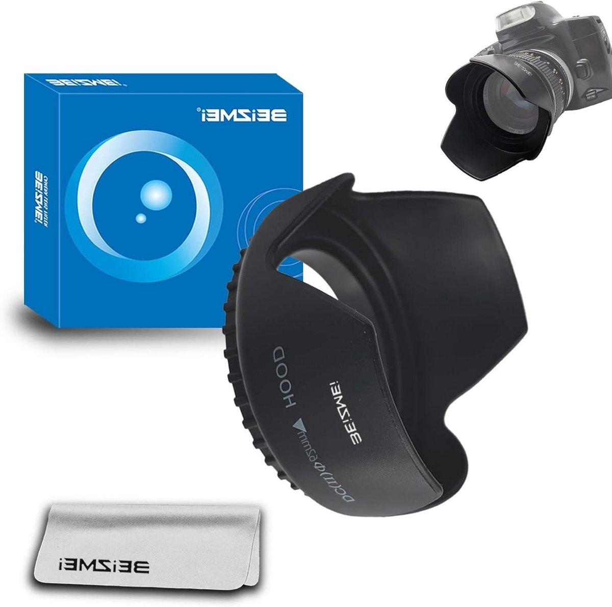 Lens Hood - Objectiefkap Bloemvormig - Voorkomen Lichtreflecties - Bloemvormig Ontwerp - 62 mm - Zwart