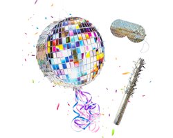 Pinata set - 3-delig - discobal - zilver