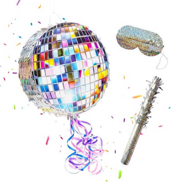 Pinata set - 3-delig - discobal - zilver