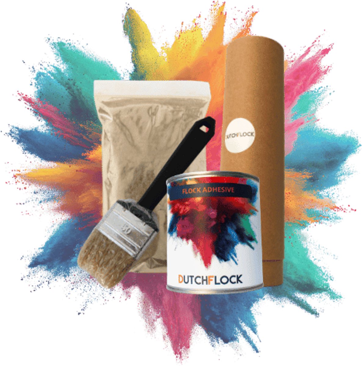 Flocking Kit Koffie Bruin Xtra Large | 600gr. flocking poeder - 750ml flock lijm - applicator - kwast