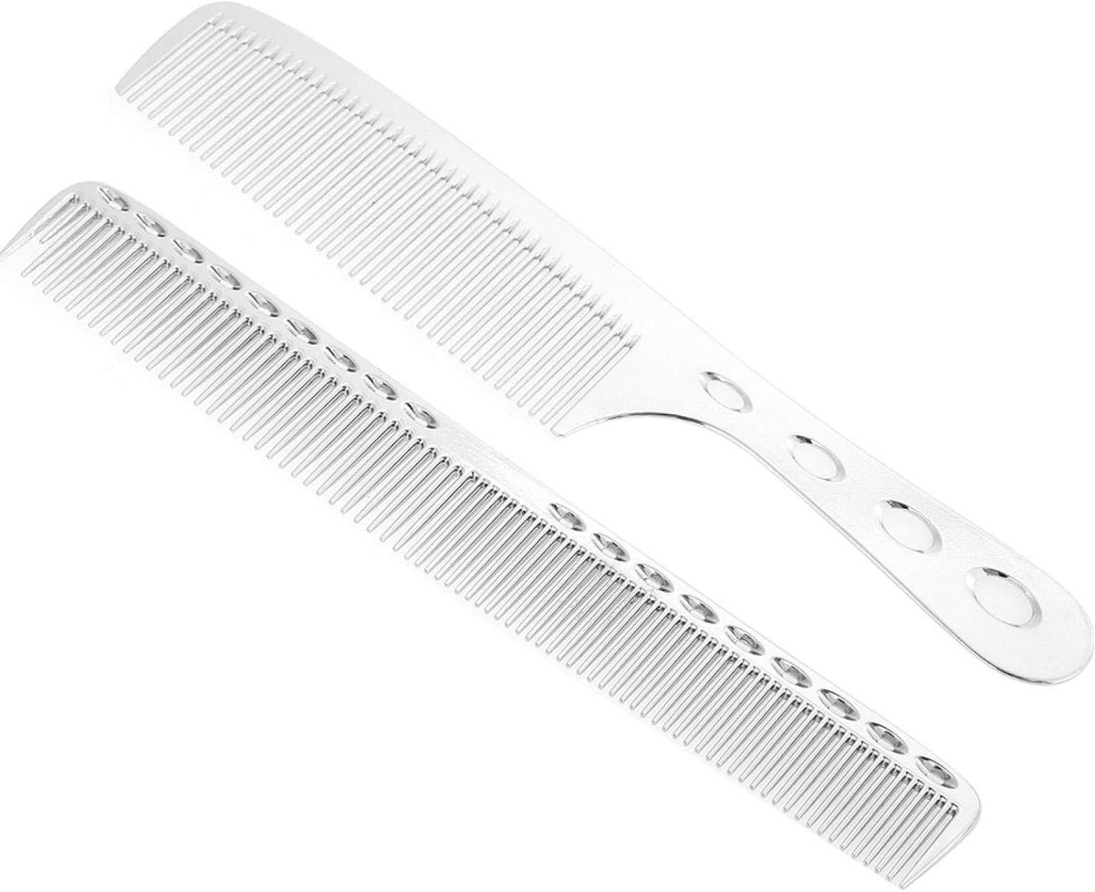 Kapperskammen Set - Haarkammen Styling - Haar Stylen - Hittebestendig Antistatisch - 2 stuks - Zilver