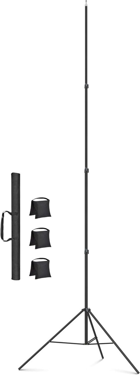 Lichtstatief Fotografie - Verlichtingsstatief Studio - Professionele Belichting - Veiligheidsveer Demping - 500 cm Maximale Hoogte - Zwart