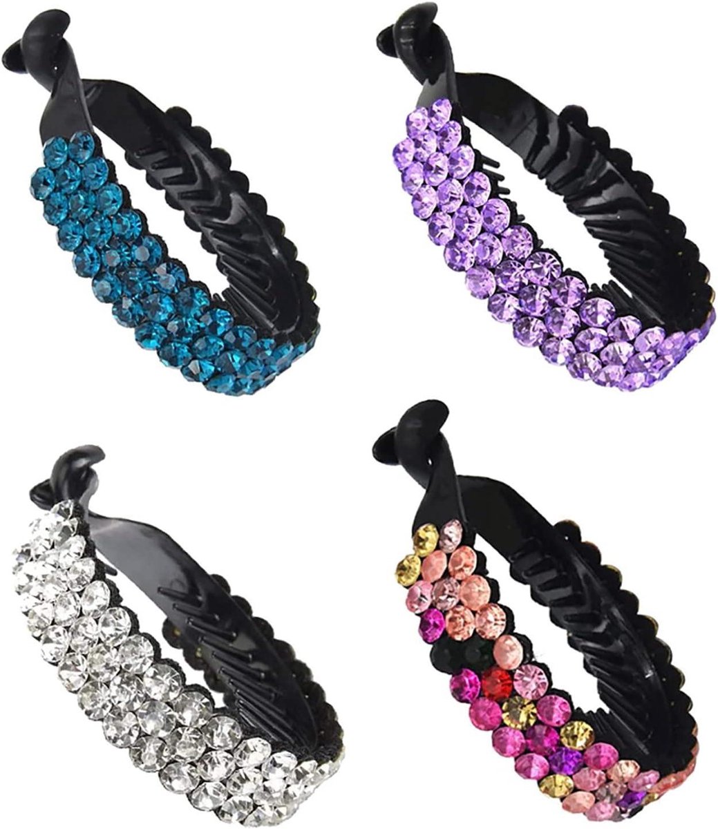 Banaan Haar Klauwen - Haarspeldjes Grips - Haar Stijlen - Grote Glitter Clips - 8 x 6 cm