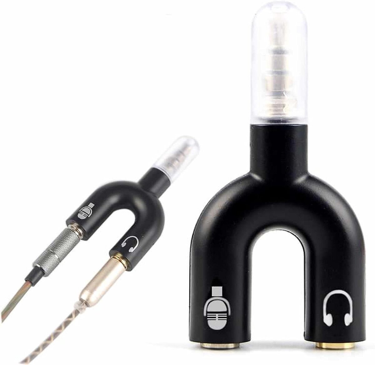Audio Adapter Splitter - Koptelefoon Splitter - Audio Delen - U-Vorm Ontwerp - 3.5 mm - Zwart