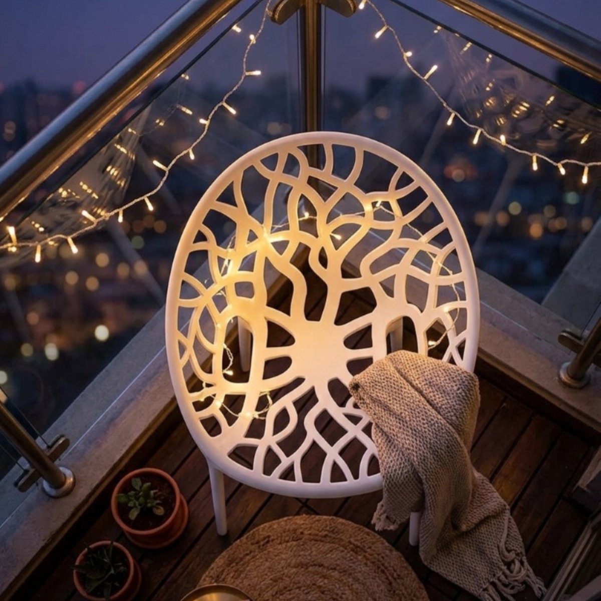 Tuinstoelen Set van 2 – - Wit - – Stapelbaar & Weerbestendig – - Medahomestore