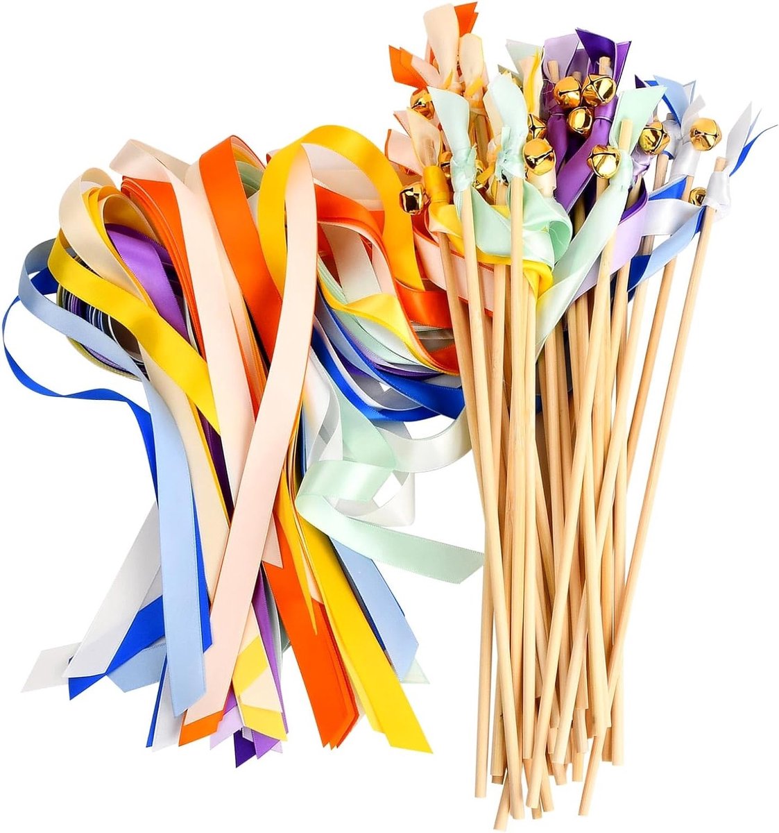 Kleurrijke Zijde Ribbons Stokken met Klokken voor Bruiloften, Verjaardagen en Babyshowers, Feestelijke Wands met Streamers voor Elk Evenement