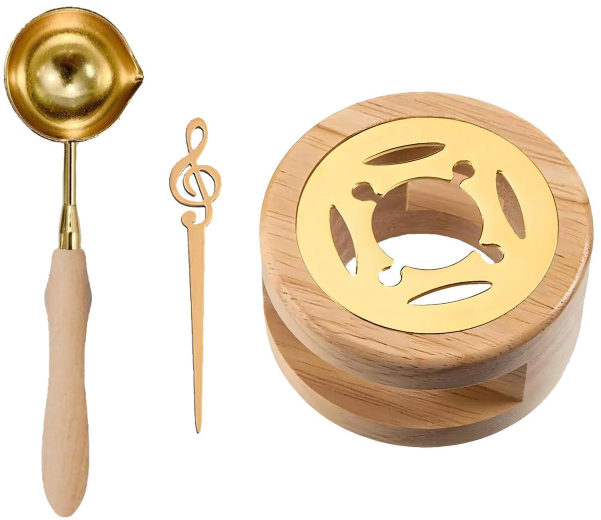 Vintage Houten Wax Heater met Smeltlepel voor Wax Seal en Verzegelen van Brieven, 1 Stuk - Perfect voor Creatieve Projecten en Ambachtelijke Toepassingen