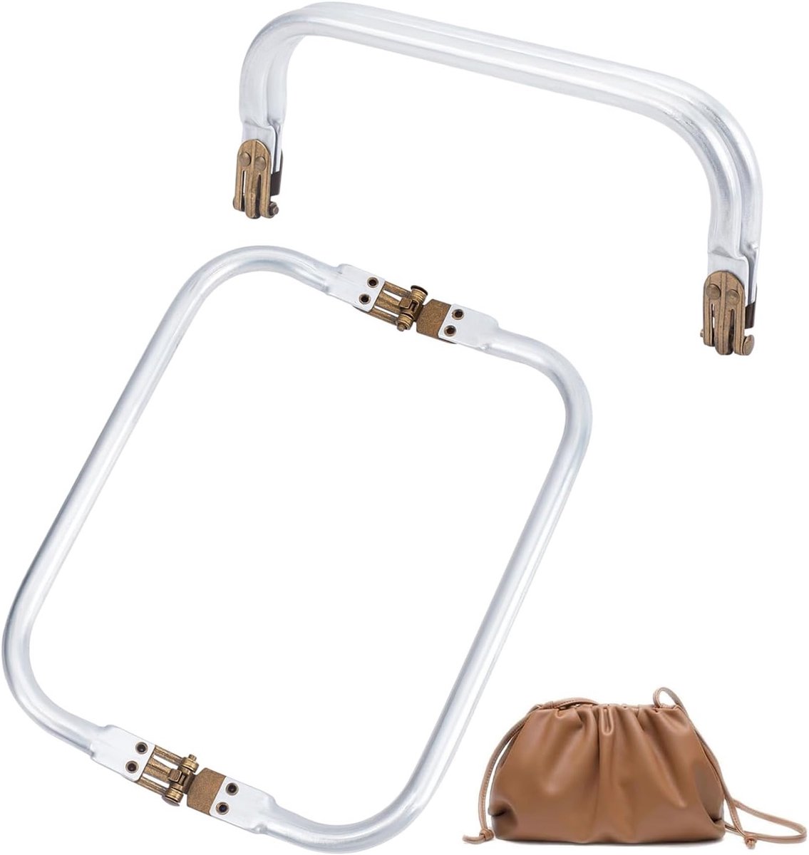 U-vormige Tas Handgreep met Kussensluiting - 20.5cm Aluminium Portemonnee Frame - 2 Stuks voor Handwerken en Clutch Accessoires