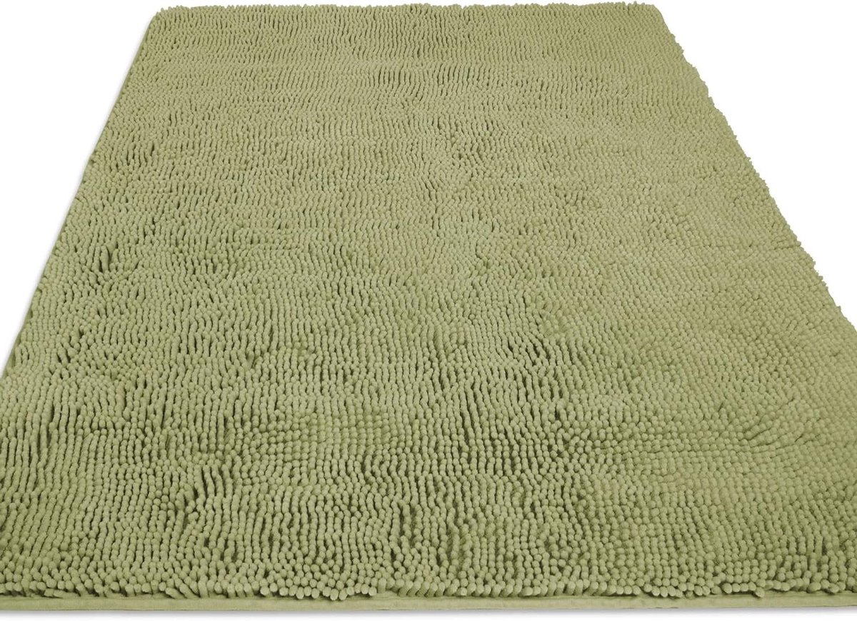 Badkamerloper Chenille - Badmat Vloerkleed - Voeten Drogen - Super Zacht Absorberend - 91 x 152 cm - Saliegroen