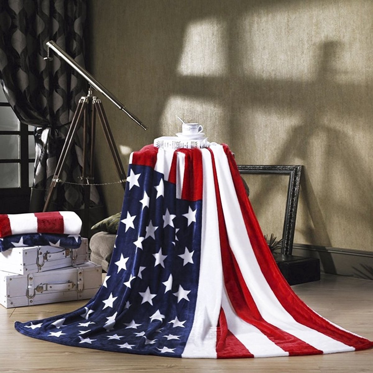 Store_9 - Soft Cuddly Blanket - Flanellen Dekbed - 200x150 cm - Amerikaanse Vlag - Ademend en Comfortabel - Geschikt voor Binnen en Buiten