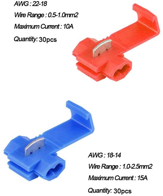 ONF3 - Quick Connectorset - Kabelverbindingen - Vergrendelingsaansluitingen - Rood en blauw - Snelkoppelingen - Geschikt voor elektrische verbin... van Onf3 — afbeelding 3