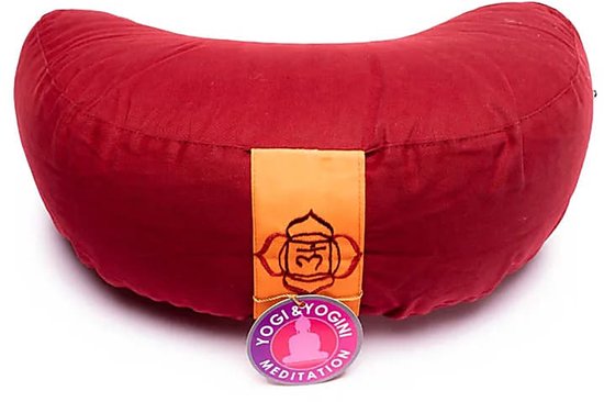 Meditatiekussen rood 1 chakra halve maan - 33x13 - Boekweit - Katoen - 1300 - Rood van Spiru — afbeelding 2