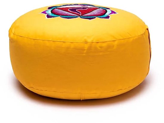 Meditatiekussen 3e chakra geborduurd - 33x17 - Katoen - Boekweit - Geel van Yogi & Yogini — afbeelding 4