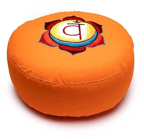 Meditatiekussen 2e chakra geborduurd - 33x17 - Boekweit - Katoen - Oranje van Yogi & Yogini — afbeelding 5