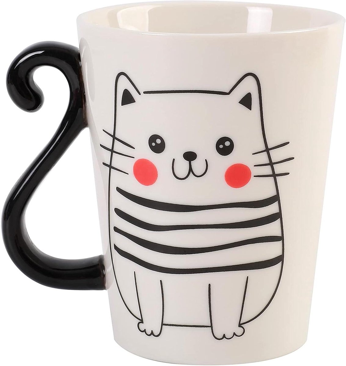 Keramische Mok - Kopje Theemok - Koffie Drinken - Grappig Katten Design - 300 ml - Wit