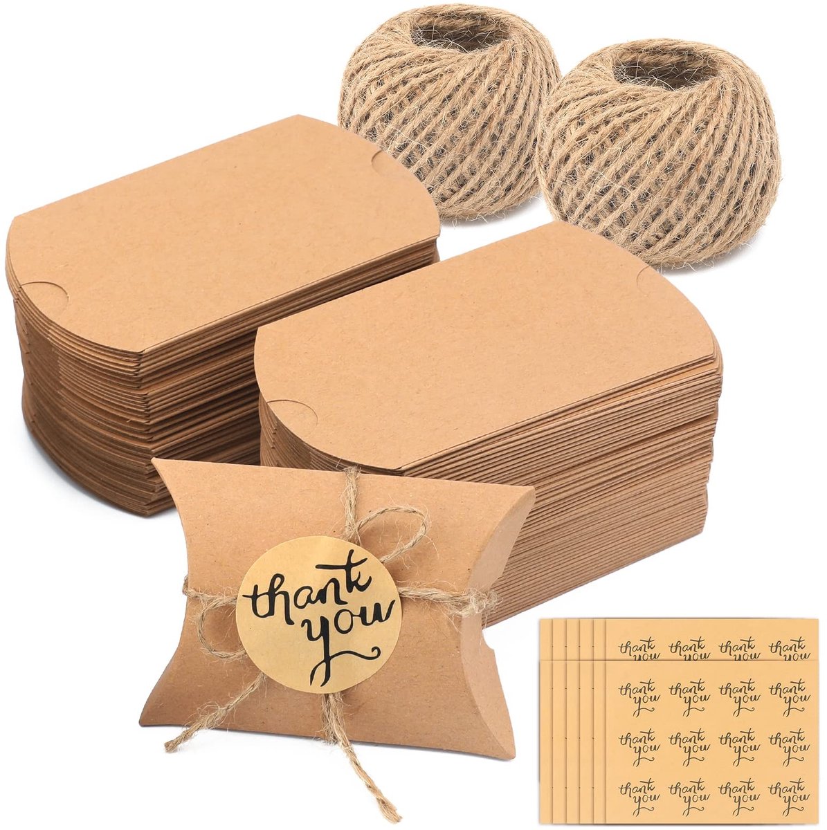 Golden crown - Bruiloft Gastgeschenk - Bonbondoosjes - 100 Stuks - Kraftpapier - Geschenkdozen - Met Koord en Stickers - Voor Bruiloften