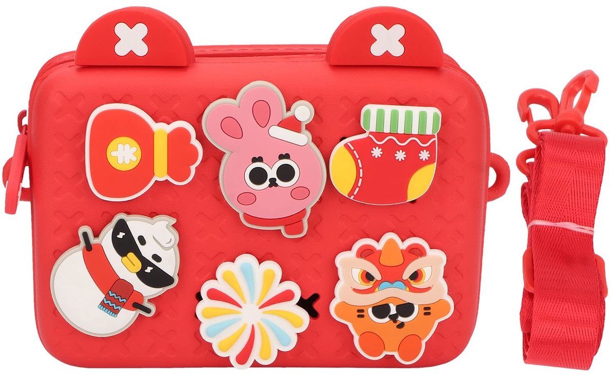 Vt products - Cameratas voor Kinderen - Schokabsorberende Draagtas - Rood - Grote Capaciteit - Doe-het-zelf Cartoondecoraties - Geschikt voor Kinderen