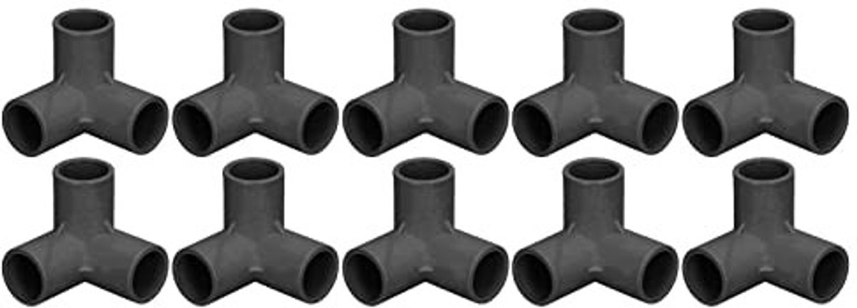 VT Goods - 3-Weg PVC Elleboogconnector - Compacte Verbinding - Zwart - Voor Waterleidingen en Meubels - Geschikt voor Binnen en Buiten - 25 mm