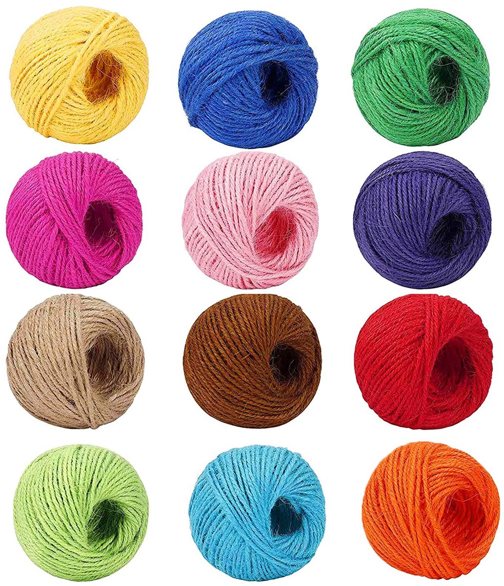 Store_8 - Natuurlijk Touw - Kleurrijk Jute Vezel Touw - Ideaal voor Knutselen - 12 Stuks - Decoratief Touw - Perfect voor DIY Projecten - Meerkleurig