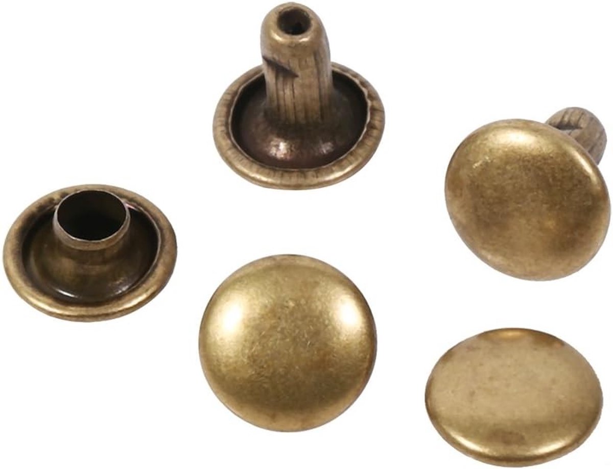 8mm Double Cap Rivets - 100 Stuks Snelle Rivets, Ronde Hoofd Decoratieve Studs voor Leer, Tubulaire Metaal Studs voor Herstellingen en Creatieve Projecten
