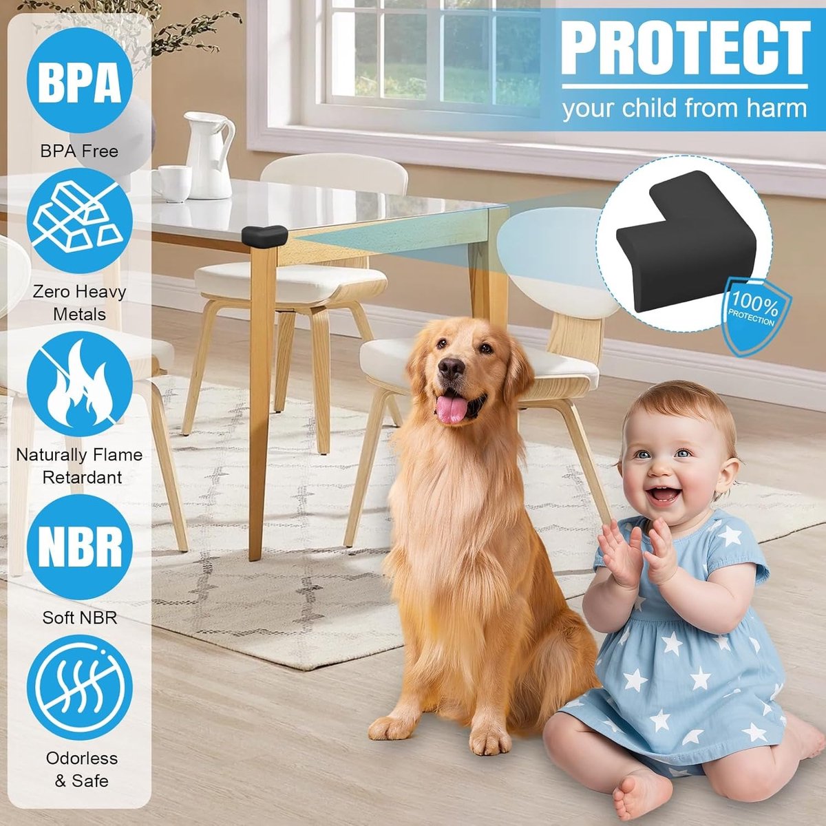 Hoekbeschermers Baby Set 30 Stuks - Kindveilige Tafelrand Bescherming - Zelfklevend Schuim - Zwart Bruin Wit - Voor Tafels Kasten Glas - Hoekbescherming Meubels Babyproof Randbeschermers – foto 2