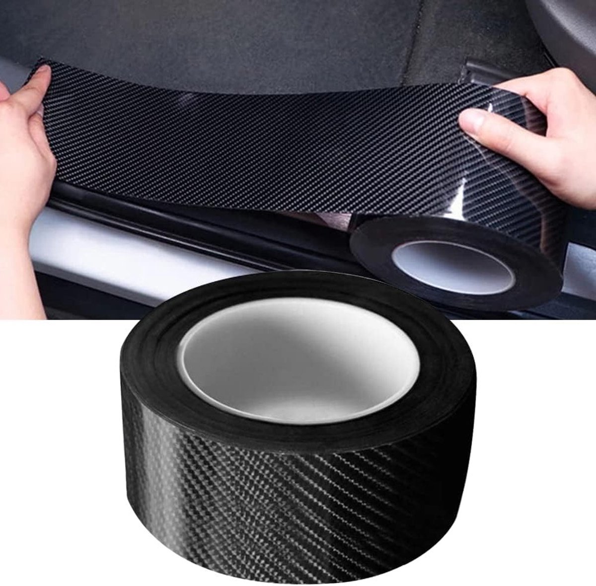 Rubberen Deurlijsten Stickers voor Auto's - Carbon Anti-Scratch Bescherming, Universele Bumper en Spoiler Hoekbescherming, 5cm x 5m, Zwart