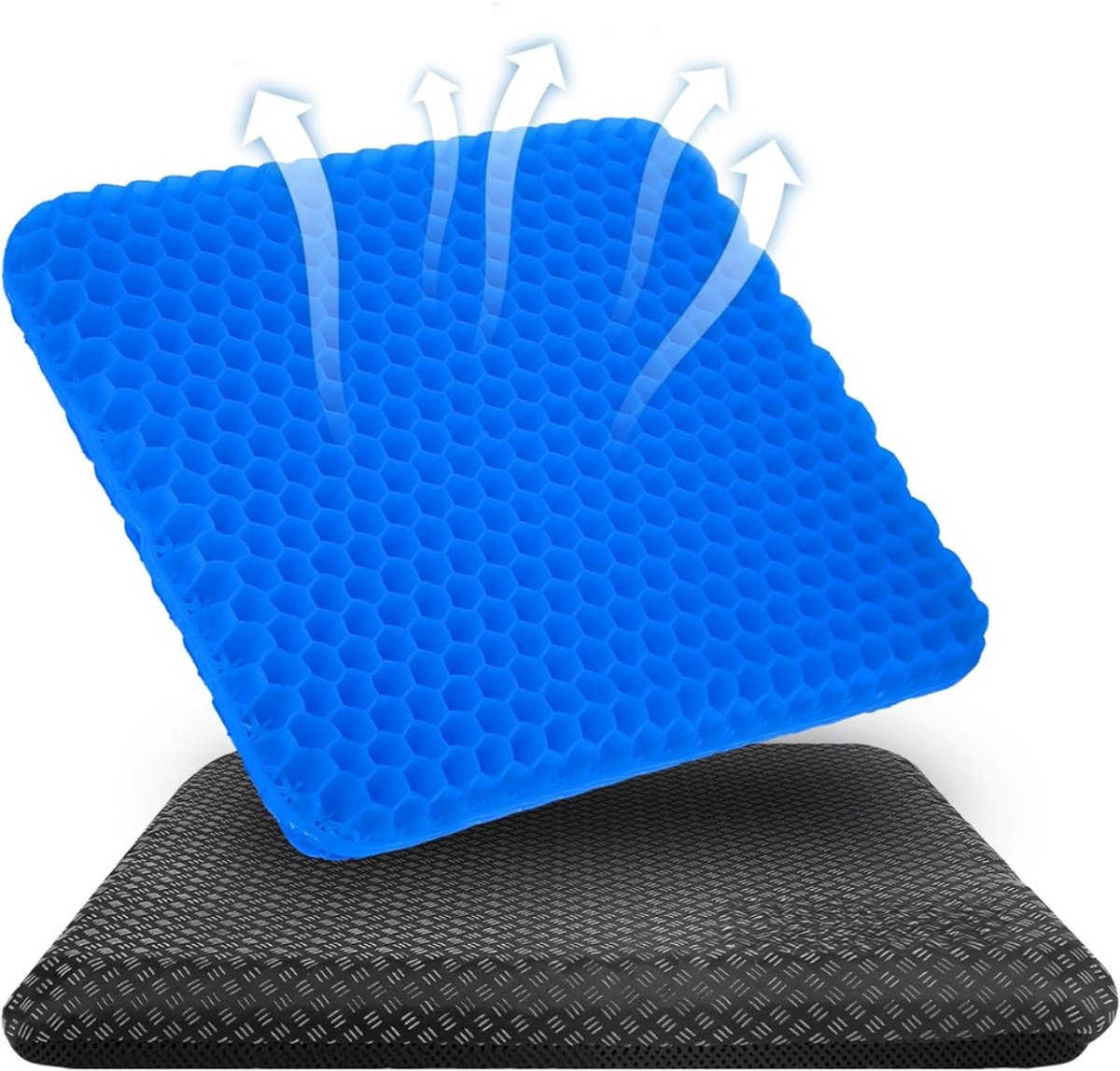 Gelkussen - Dubbellaags - Gel Zitkussen - Gelkussen Zitten - Stuitkussen - Wigkussen - Stoelkussen - Orthopedisch - Traagschuim Kussen - 43 x 39 x 4 cm - Blauw - van Imperatoris