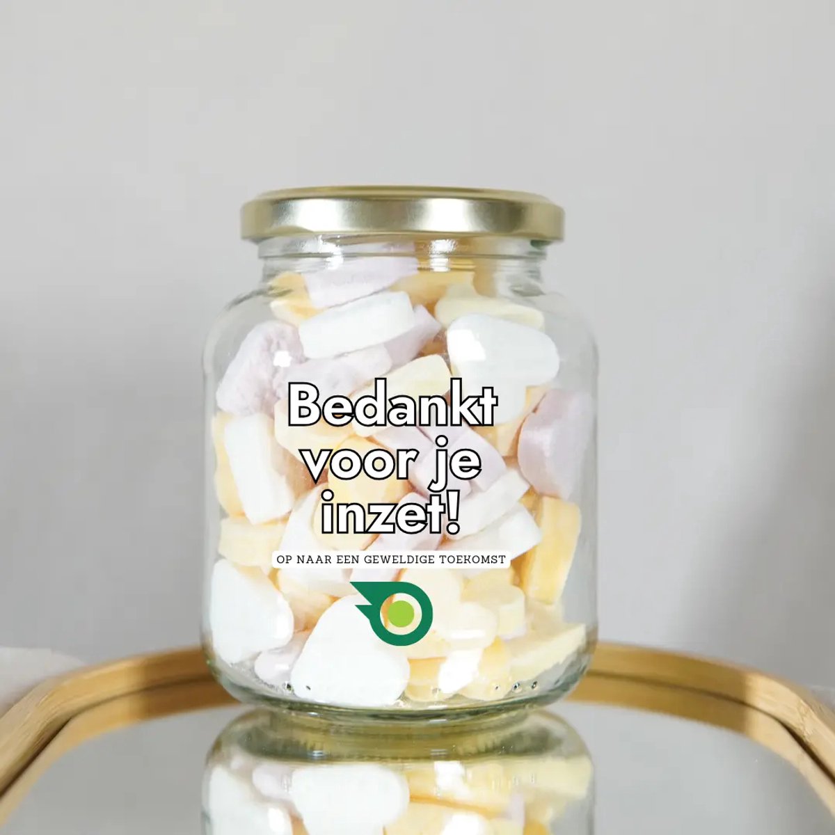 Gepersonaliseerd Zakelijk Cadeau - Snoeppot Bedankt met Eigen Logo - Relatiegeschenk Personeel & Team - Cadeau voor Werknemers - Waardering voor Inzet - Glazen Pot met 200 gram Gevuld Snoepjes