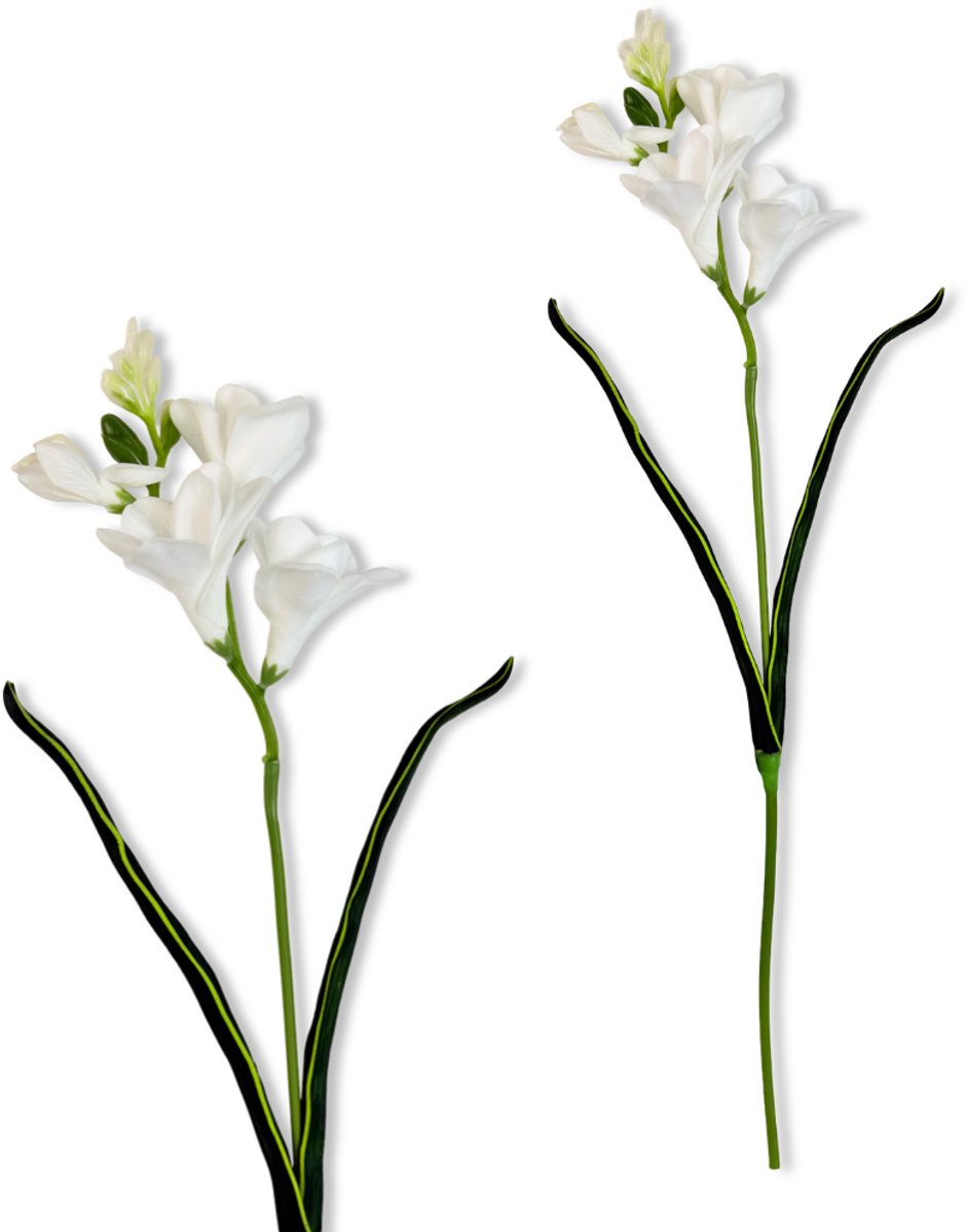 Inspiruj - Freesia - Kunsttak - 59 cm - Witte Bloemen - Pianka