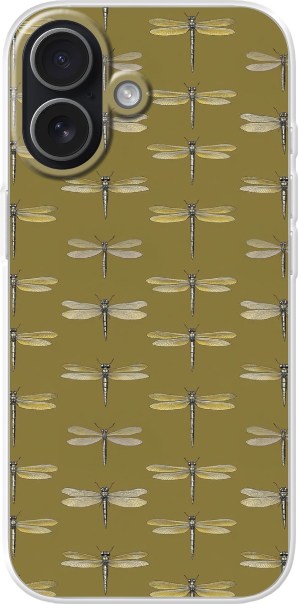Telefoonhoesje Geschikt voor iPhone 17 hoesje - Libellen - Patroon - Groen - Siliconen Telefoonhoesje Telefoonhoesje