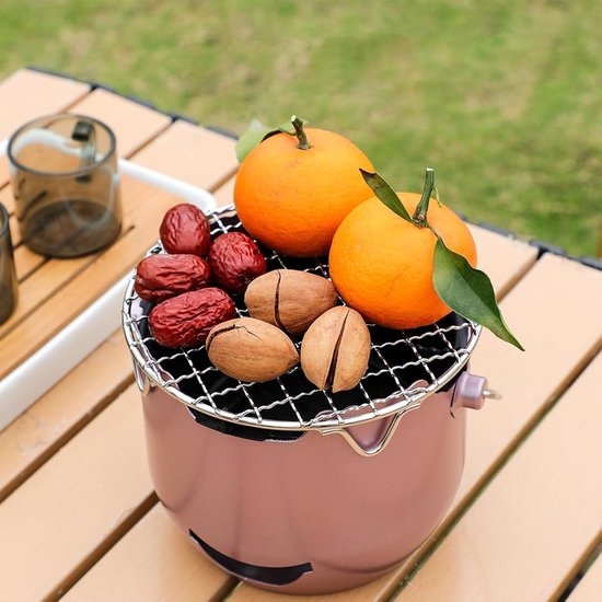 Draagbare houtskoolgrill - 15*12 cm - Mini houtskoolgrill - Draagbare houtskoolgrill voor buiten - Kleine buitengrill - Kleine grill voor buiten koken - Geschikt voor kamperen, barbecueën in de achtertuin, barbecueën in de camper en picknicks - Paars — afbeelding 3