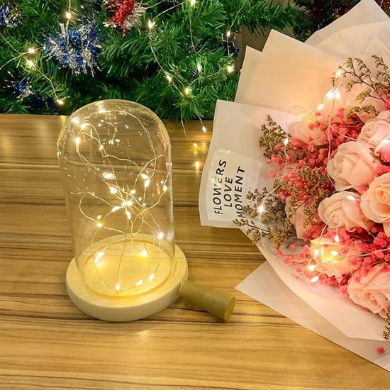 10 wijnfleslampjes met kurk, 10 LED's, 1 m snoer, kurkfleslampjes, mini-lichtslinger, voor zelfgemaakte potjes, feestjes, bruiloften (warm wit) - sfeerverlichting voor tafeldecoratie — afbeelding 5