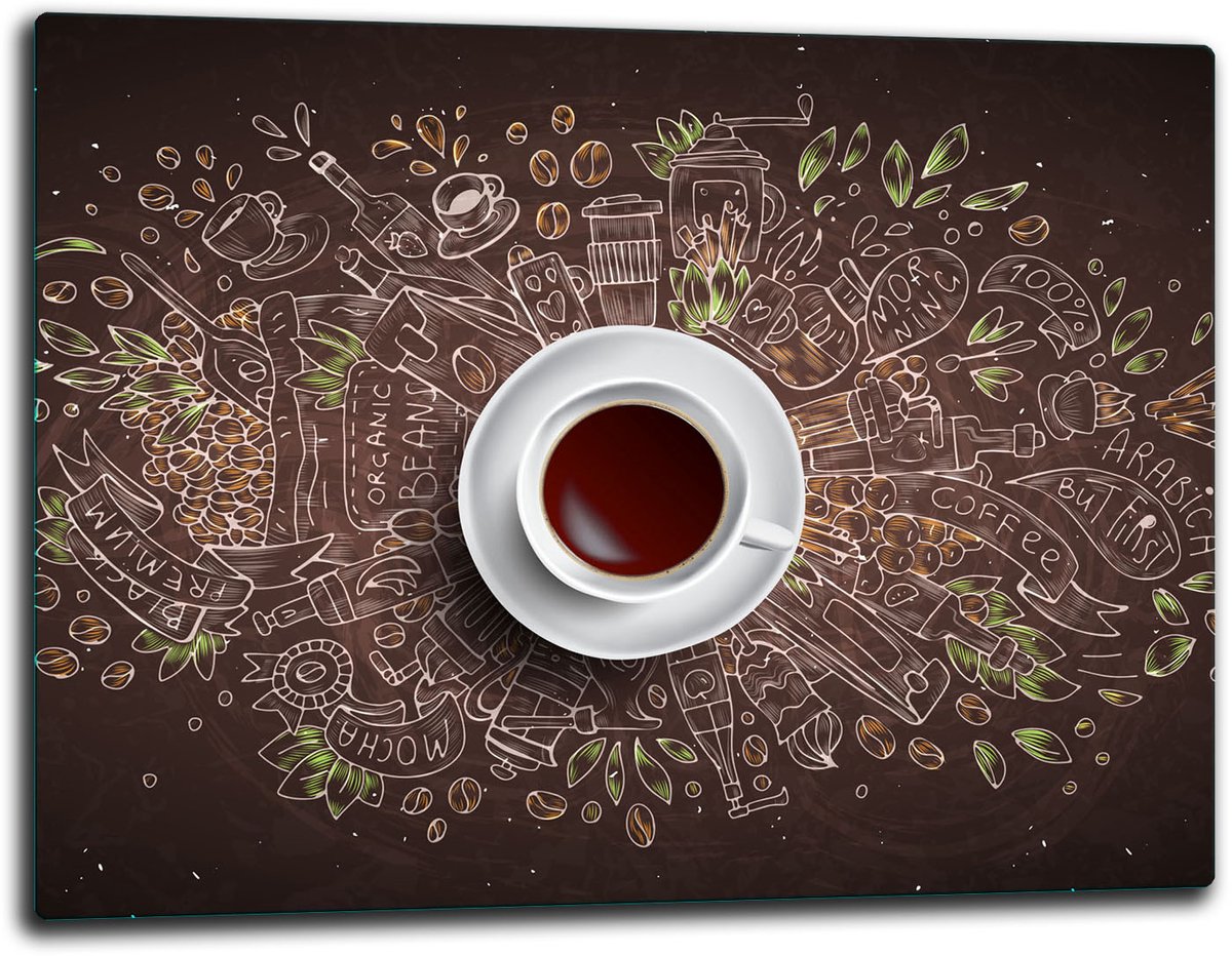 TMK ArtDeko - Snijplank - 52x40 cm - Glas - Koffie Ontwerp
