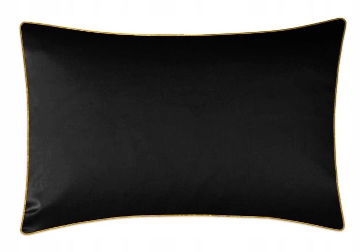 MARO HOME SAN ANTONIO - Satijnen Kussensloop - 40x40 cm - Zwart met Gouden Rand
