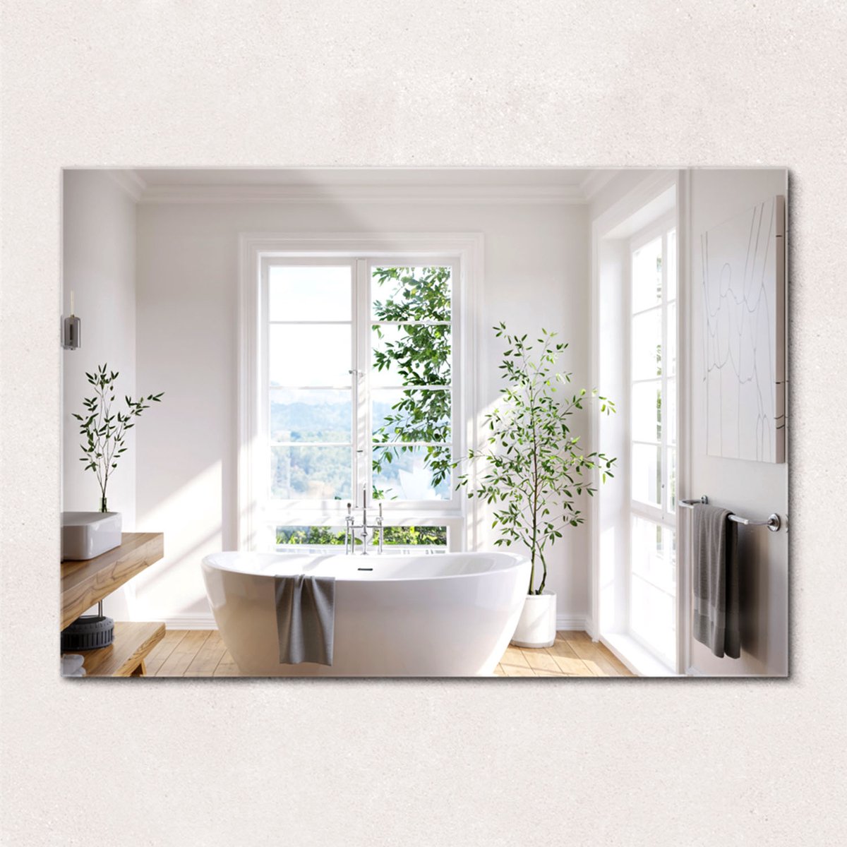 ArtPrintCave Wandspiegel - Spiegel Rechthoek Zonder Lijst - 100x70 cm - Badkamerspiegel - Gangspiegel - Eetkamer - Rechthoekige Spiegel Zonder Lijst - Industriële Wandspiegel - Rechthoekige Spiegel Zonder Rand