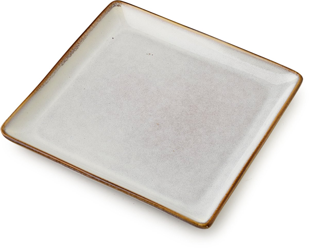 BASIC NATURE - Vierkante Dessertschaal - 18x18 cm - Keramiek - Stijlvol en Functioneel