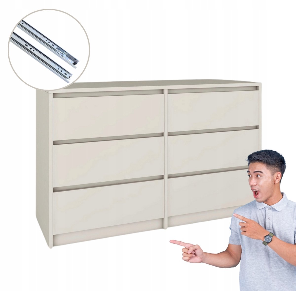 Fernika Kaszmir Serie - Kommode - 6 Lades - Elegant en Functioneel - Hout