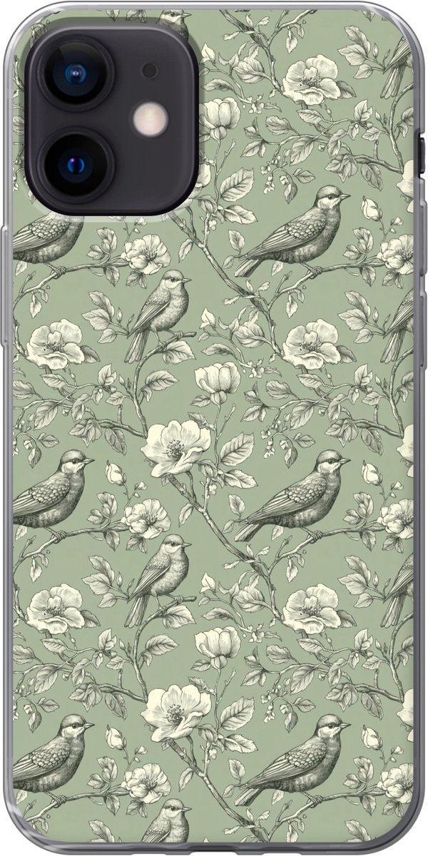 Telefoonhoesje Geschikt voor iPhone 12 hoesje - Klassiek - Botanisch - Groen - Siliconen Telefoonhoesje Telefoonhoesje