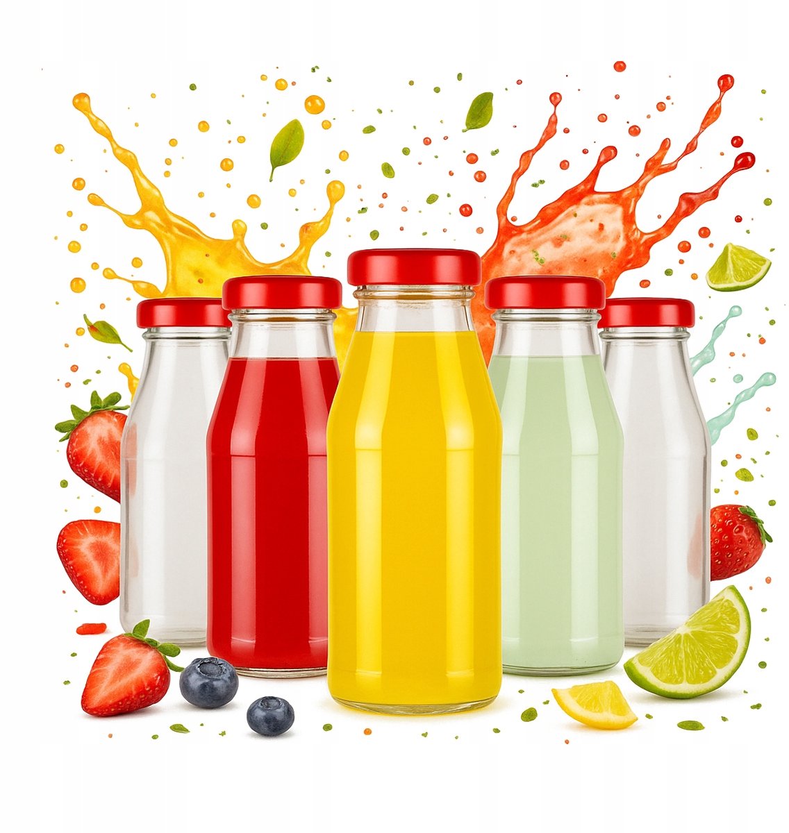 Bimberek - Glazen Flesjes - 125ml - Met Dop - Voor Sappen