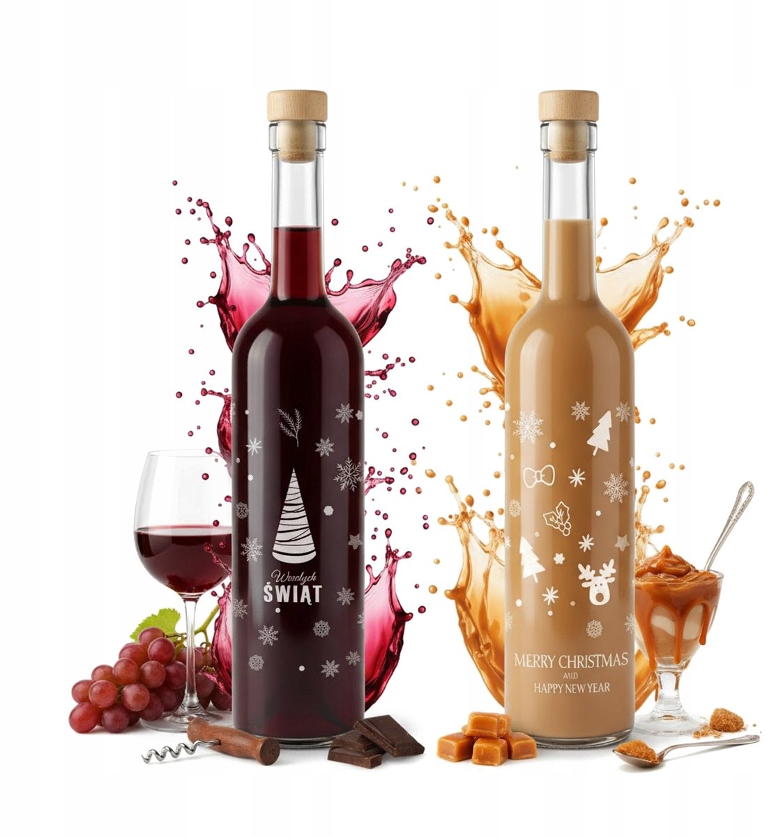 Bimberek Futura - Glazen Fles - 500ml - Kerstontwerp - Geschenkverpakking