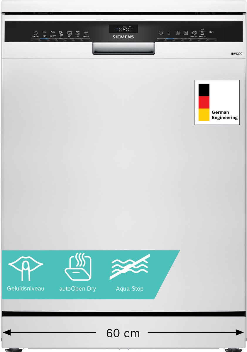 Bol.com Siemens SN23EW28AE - iQ300 - Vrijstaande vaatwasser - 60 cm - Wit - Energielabel A - Home Connect - varioSpeed Plus je v... aanbieding