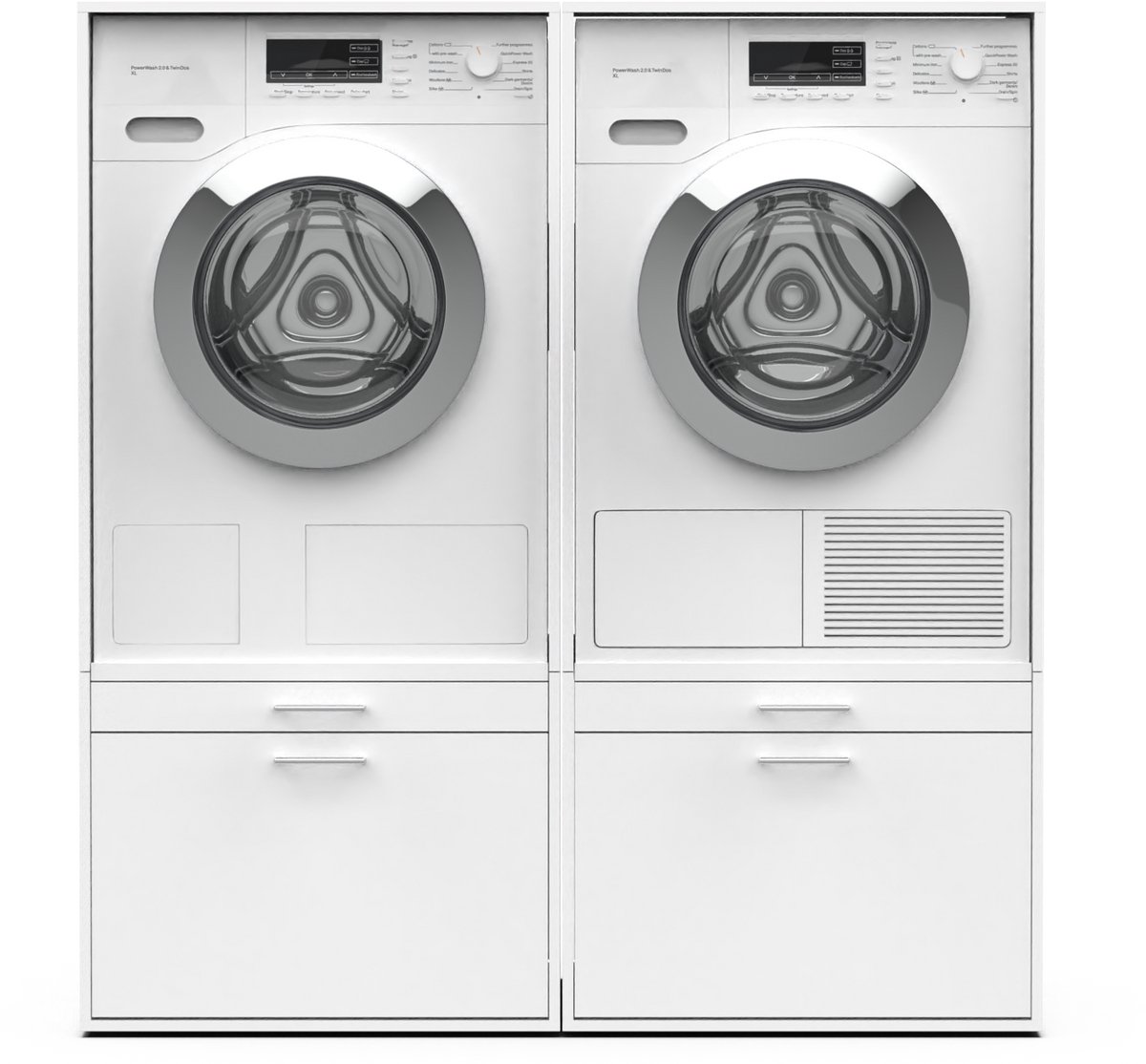 Washcab® Wasmachine Kast - Wasmachine Verhoger - Wasmachine Ombouw - Wit - Duo Set Low 1