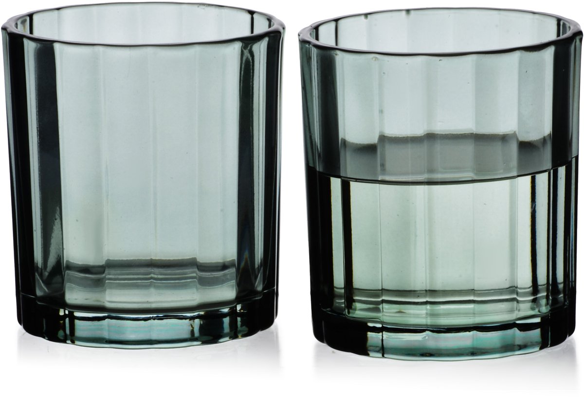 ELISE STRIPES - Longdrinkglas Set - 310ml - Groen - Sodaglas - Modern Design