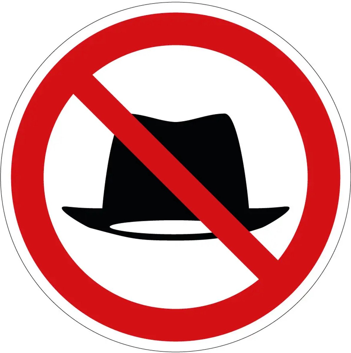 Hoeden verboden verbodssticker | 15 cm