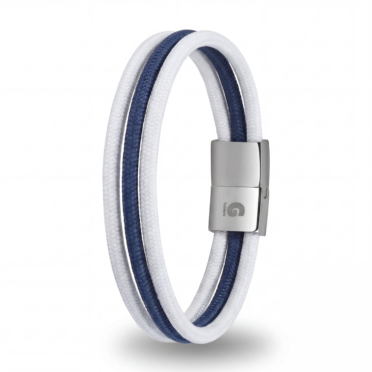 Armband Dames Stof Textiel Nylon Navy Wit 22,5cm Galeara Design ZEUS